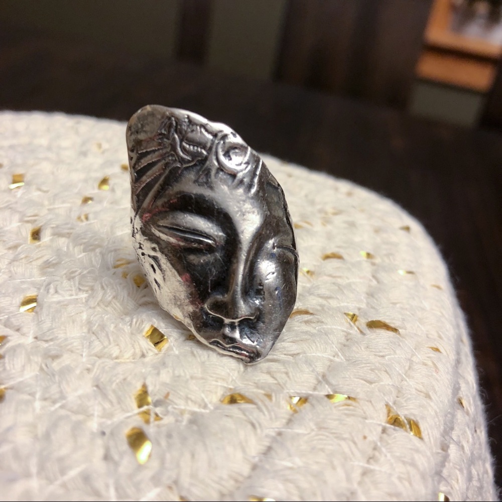 Sterling silver face ring